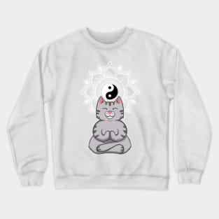 Yoga Cat Meditating With Mandala Crewneck Sweatshirt